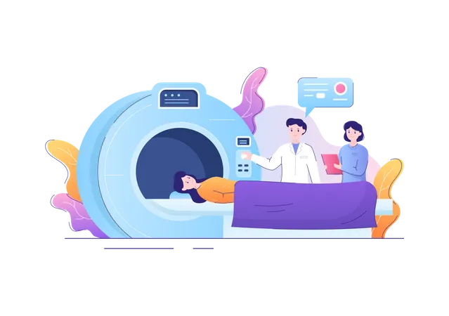 Doctor checking patient health using MRI machine  Illustration