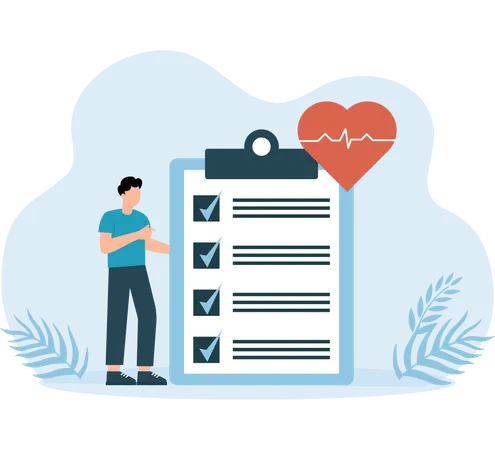 Doctor checking patient heart report  Illustration