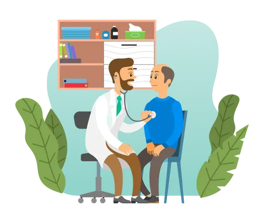 Doctor checking patient heartbeat  Illustration