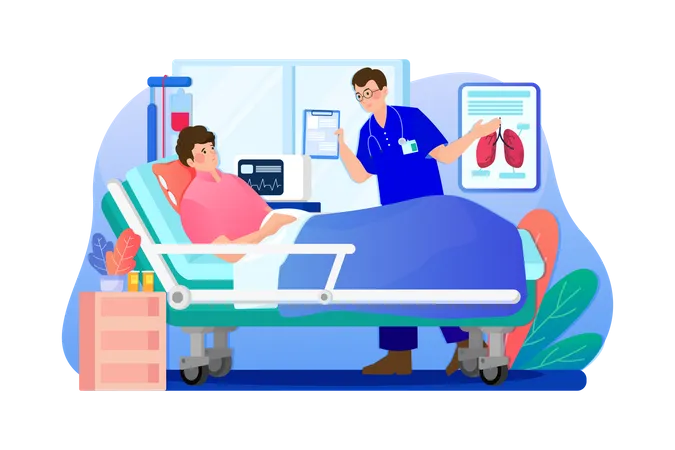 Doctor checking patient in a hospital  Illustration