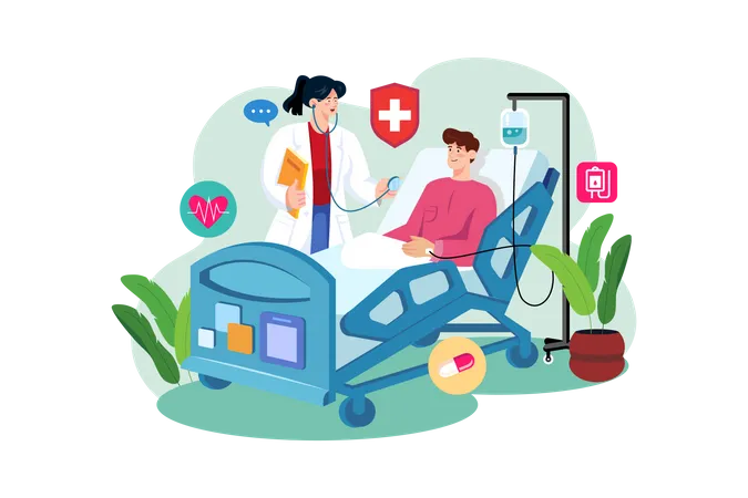 Doctor checking patient in a hospital  Illustration