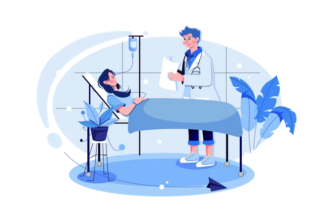 Doctor checking patient in the private ward  Illustration