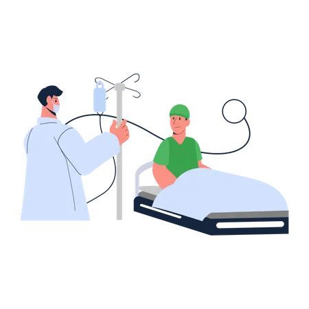 Doctor checking patient in the private ward Illustration