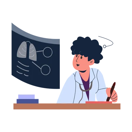 Doctor checking patient lungs  Illustration