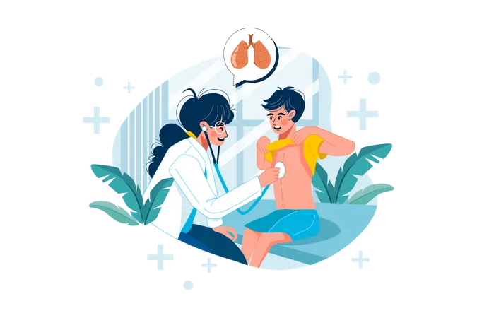 Doctor checking patient lungs  Illustration