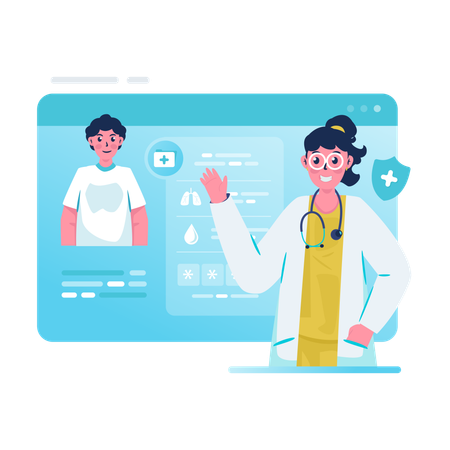 Doctor checking patient medical report  Illustration