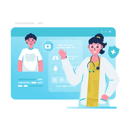 Doctor checking patient medical report  Illustration