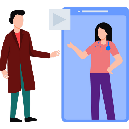 Doctor checking patient on mobile  Illustration