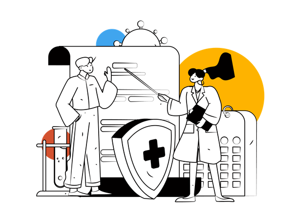 Doctor checking patient report  Illustration