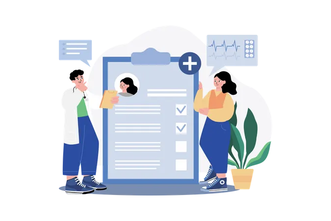 Doctor Checking patient report Illustration