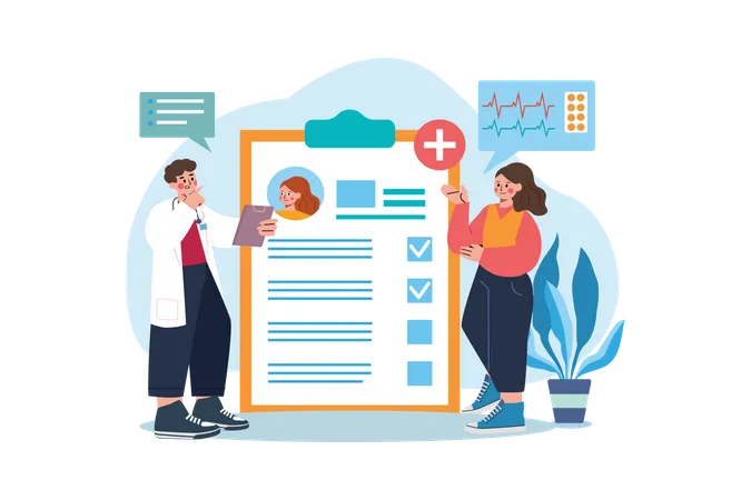 Doctor Checking patient report  Illustration