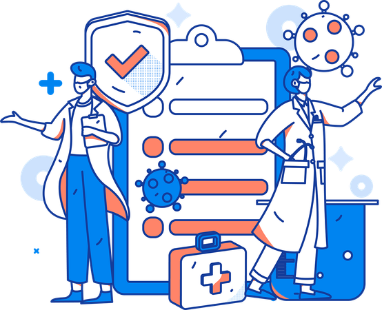 Doctor checking patient report  Illustration