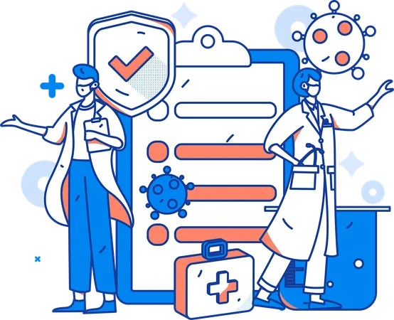 Doctor checking patient report  Illustration