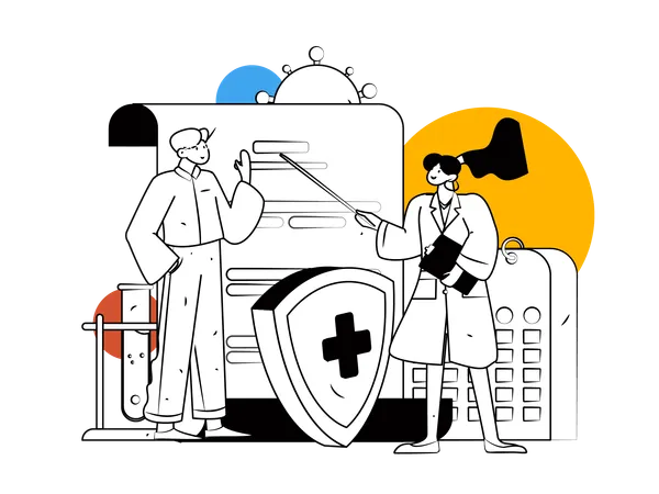 Doctor checking patient report  Illustration