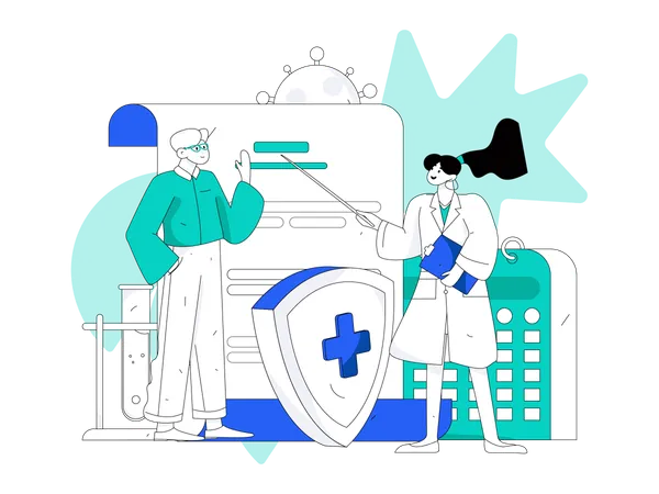 Doctor checking patient report  Illustration