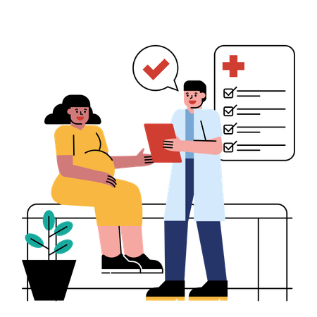 Doctor checking pregnant lady's health  Illustration