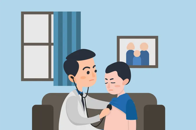Doctor checking pulse with stethoscope  Illustration