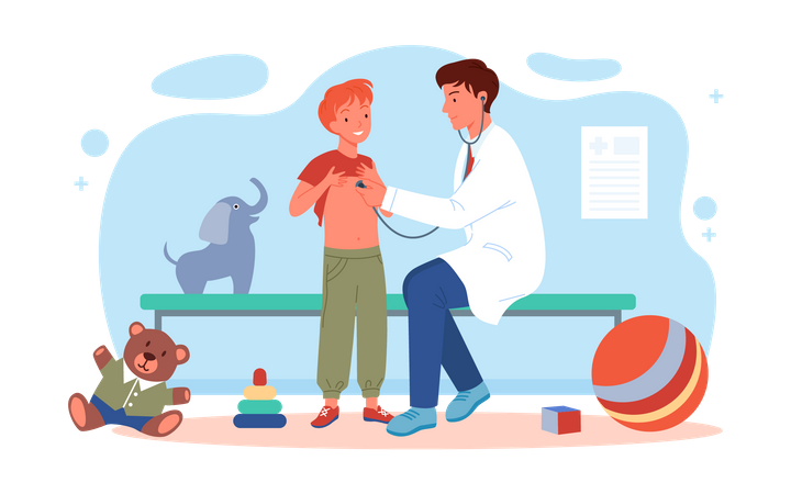 Doctor checking pulse with stethoscope  Illustration
