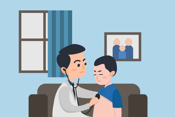 Doctor checking pulse with stethoscope  Illustration