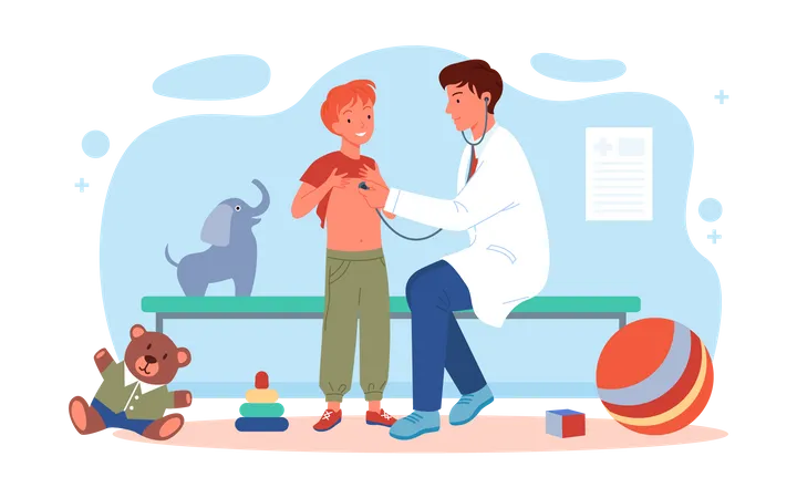 Doctor checking pulse with stethoscope  Illustration