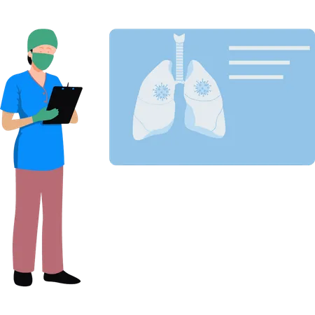 The Doctor Is Checking A Report Of A Lung Infection Illustration