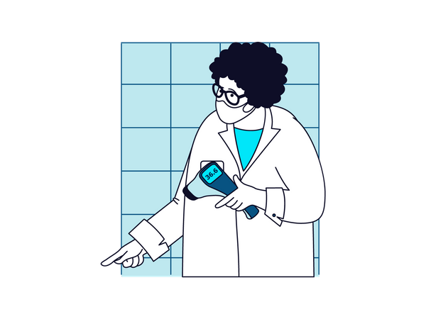 Doctor checking temperature Illustration