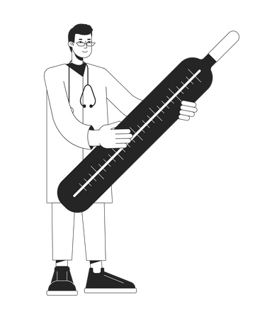 Doctor checking temperature using thermometer Illustration