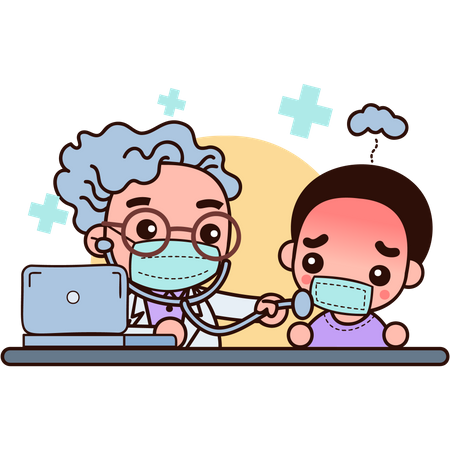 Doctor checking up patient Illustration