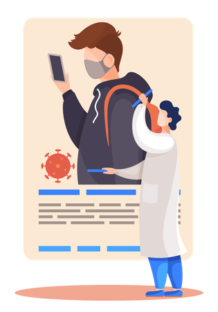 Doctor checking virus test tube  Illustration