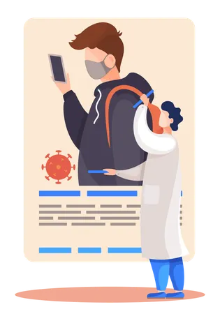 Doctor checking virus test tube  Illustration
