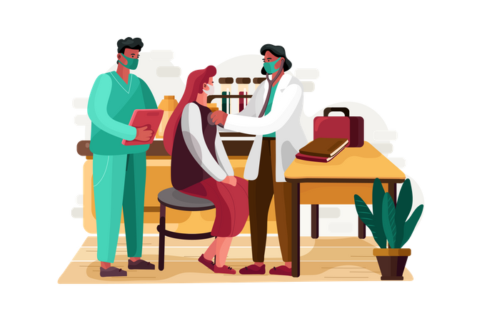 Doctor checking woman health  Illustration