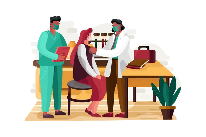 Doctor checking woman health  Illustration