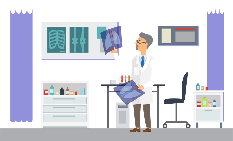 Doctor checking x ray Illustration