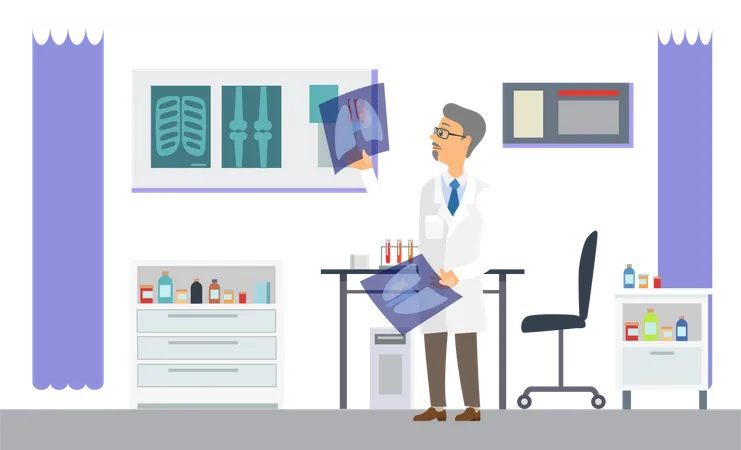 Doctor checking x ray  Illustration