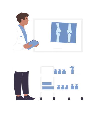 Doctor checking x ray report  Illustration