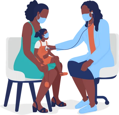 Doctor checks child health  Illustration