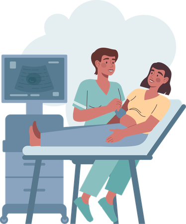 Doctor checks pregnant woman health  Illustration