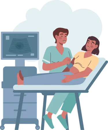 Doctor checks pregnant woman health  Illustration