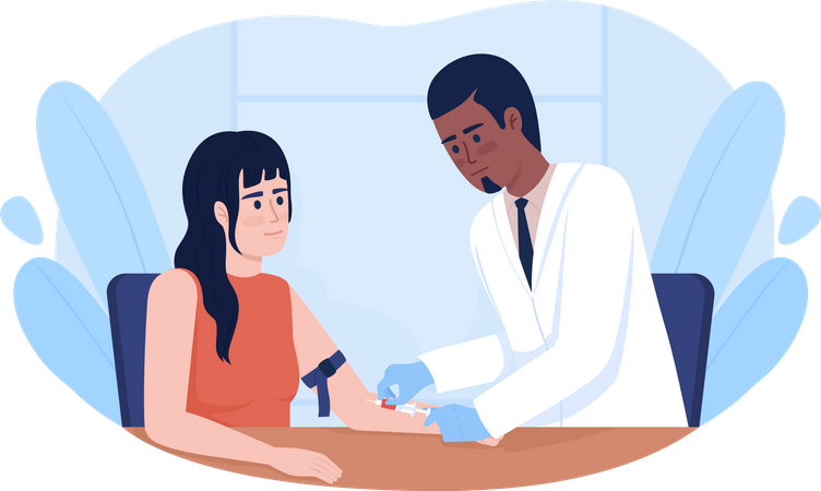 Doctor collecting patient blood sample from vein Illustration