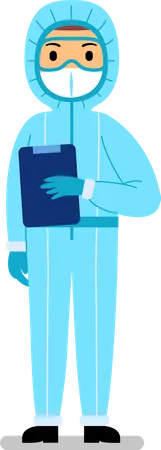 Doctor usando kit de ppe  Ilustración