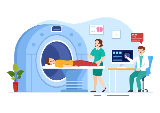 Doctor conducting MRI scan  Illustration