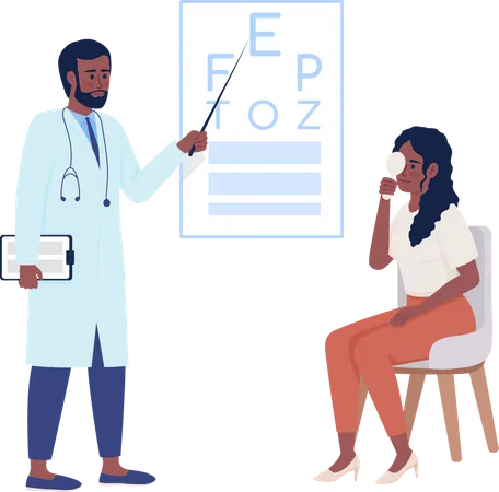 Doctor conducting vision checkup  Illustration