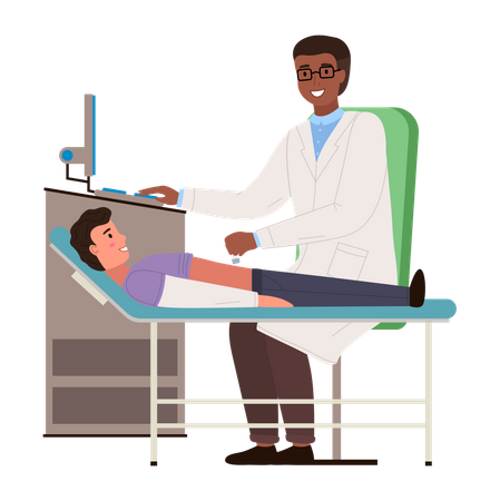 Doctor conducts an ultrasound of the patient  Illustration