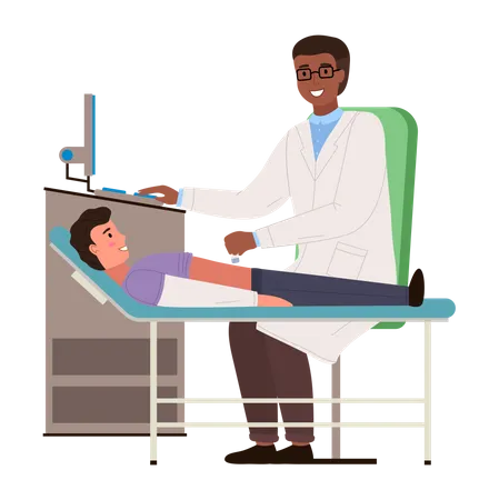 Doctor conducts an ultrasound of the patient  Illustration