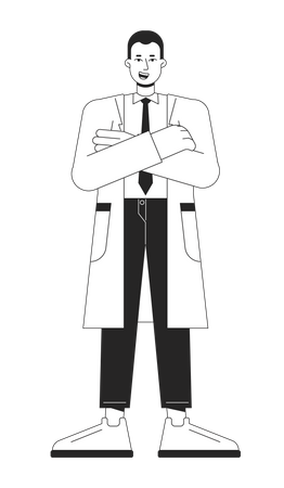 Doctor confiado en delantal  Ilustración