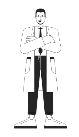 Doctor confiado en delantal  Ilustración