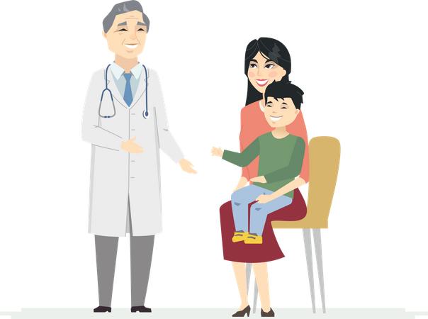 Doctor consulting family Illustration