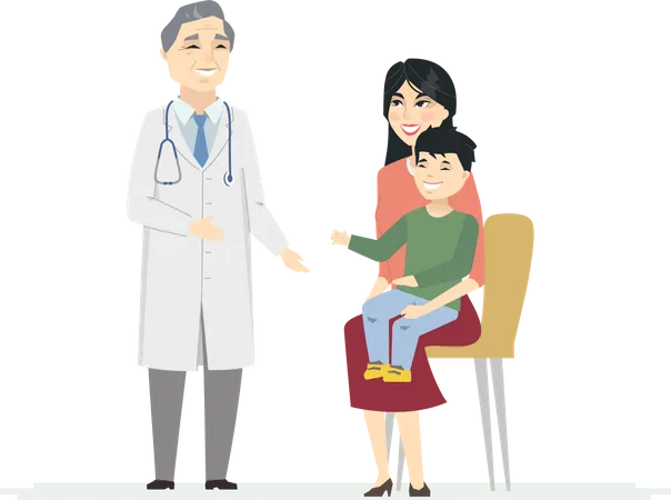 Doctor consulting family Illustration