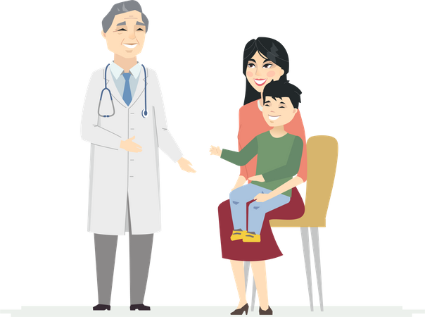 Doctor consulting family  Illustration