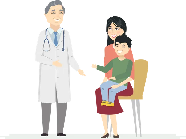 Doctor consulting family  Illustration